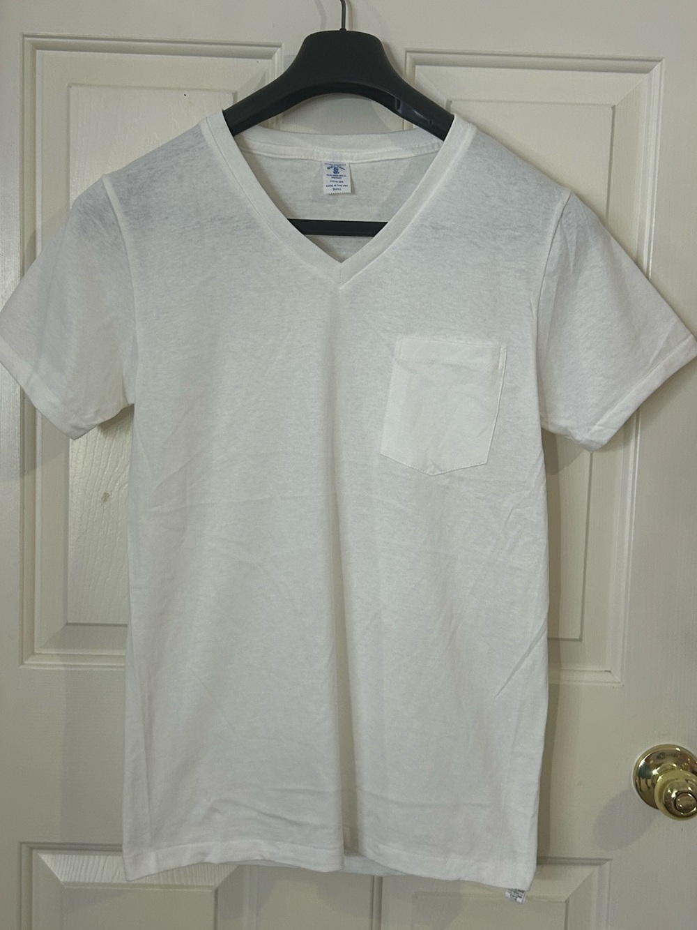 Velva Sheen Shirt Mens Small Single Stitch Basic V Neck Pocket Blank Adult - Picture 2 of 6